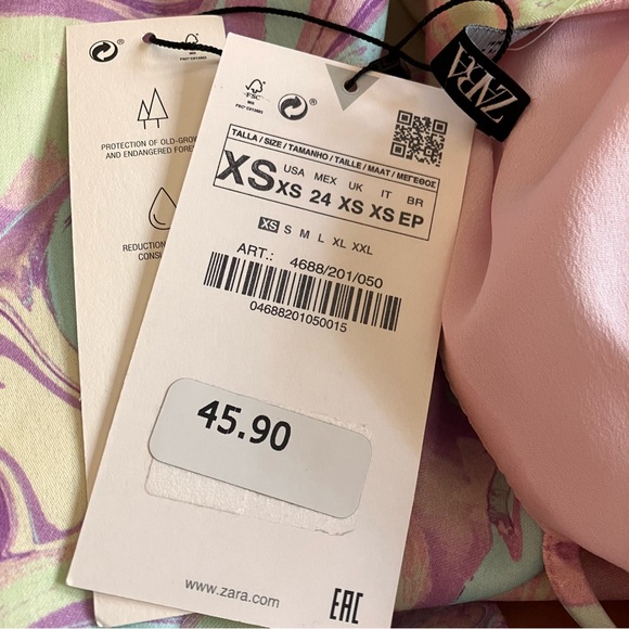 NWT ZARA Marble Pattern Satin Dress with Cut Out Detail Size XS - Picture 10 of 10